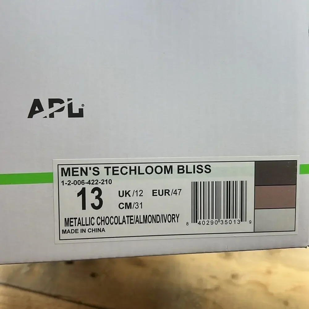 APL Men's Techloom Bliss Sneakers - Metallic Chocolate/Almond/Ivory - 13 - NIB